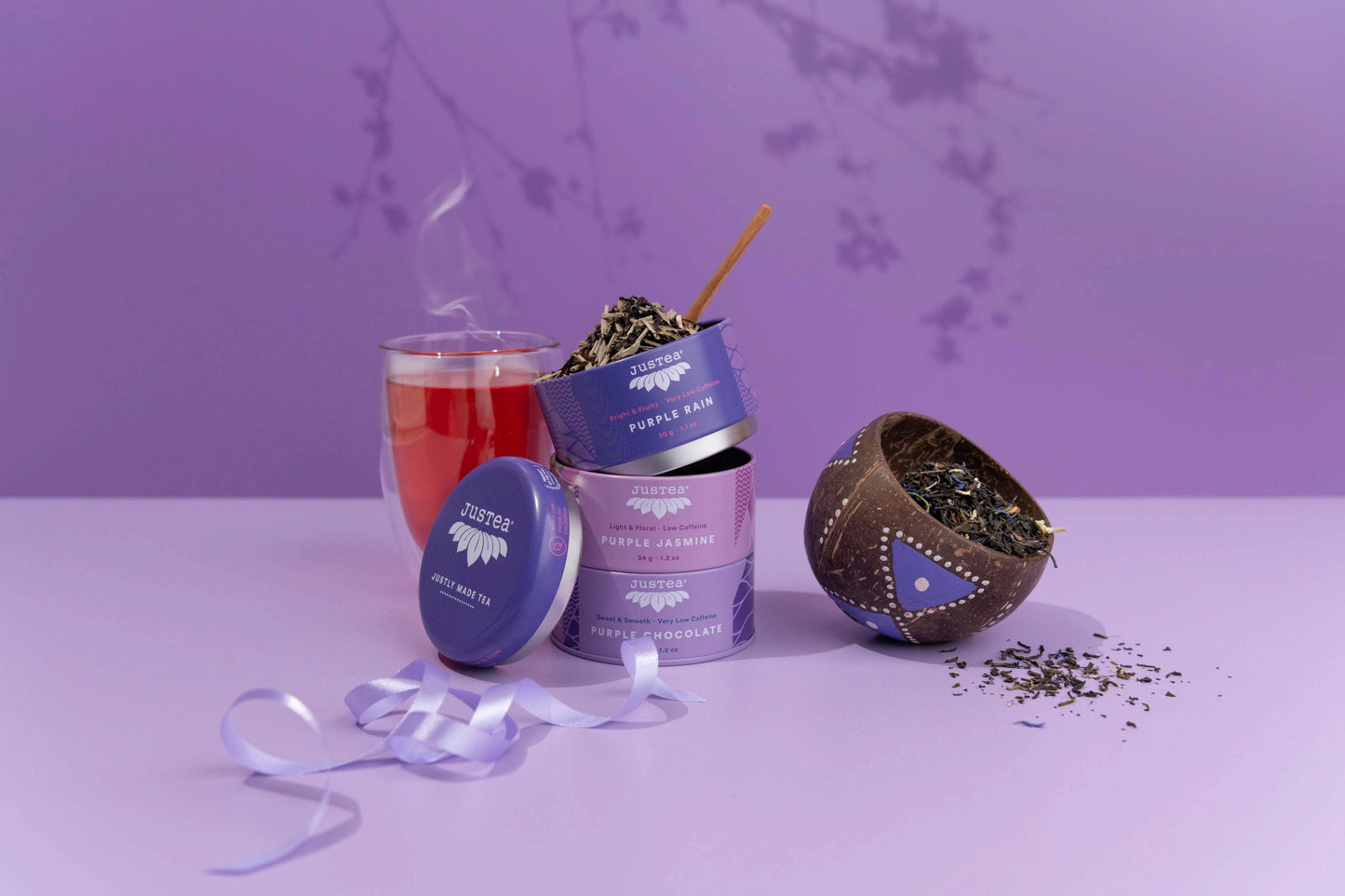 Purple Tea Trio Tin & Spoon - Organic, Fair-Trade Tea Gift